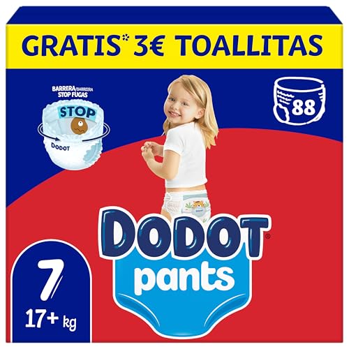 Dodot Fralda - cuecas Pants, tamanho 7 (17 kg), 88 fraldas, com ajuste 360, que ajuda a evitar folgas e fugas