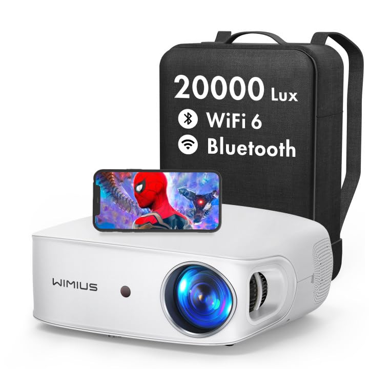 Projetor 4K WiFi Bluetooth Full HD 1080P, 30000 lúmenes WiMiUS projetor 4K suporte de correção trapezoidal 6D carro com função Zoom projetores WiFi portátil cinema em casa para punes, TV Stick, PS5