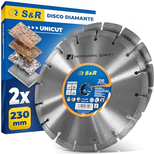 S&R Disco torçador diamante triturador de 230 mm concreto, pedra, tijolos. Conjunto de 2 discos turbo diamantes universais