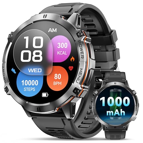 OUKITEL Relógio inteligente para homem, 1,73" AMOLED Smartwatch homem com chamadas, bateria de 100 dias, pulso SpO2, 10 metros impermeável, monitor sonho, podómetro, 100 modos de desporto iOS Android