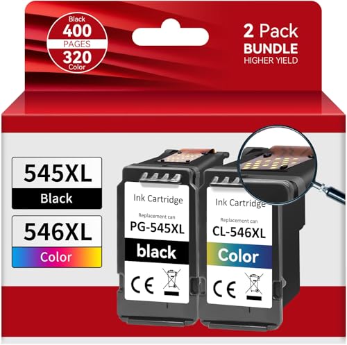 APEXCOLOR PG-545XL CL-546XL Cartuchos de tinta compatíveis para Canon 545XL e 546XL | para Canon Pixma TS3150 TS3151 MG2550S | para Pixma TR4550 TR4551 MX495 | PPPPP ack 2 (1 Preto + 1 cor)