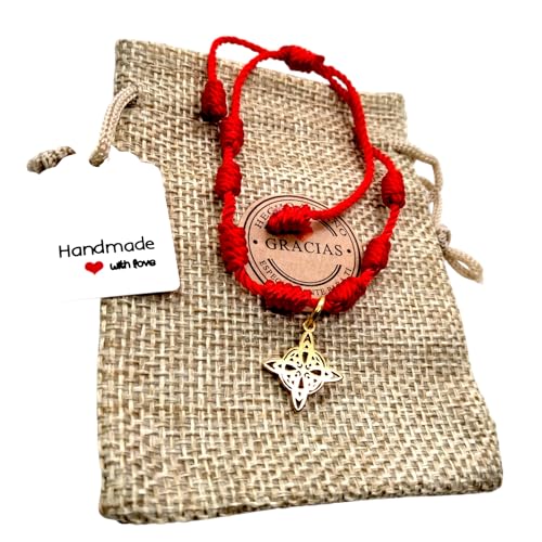 WORLD GOBLINS Pulsera de Nudos y Suerte con Nudo de Bruja Acero 316L Oro, Amuleto, Suerte y Protección. Pulsera contra el Mal de Ojo para Regalo. Ajustable. Regalos Originales (Nudo Bruja Acero Rodio)