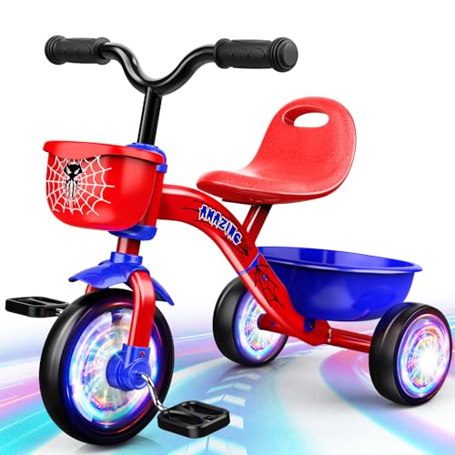 Braxel Triciclo para crianças 2 3 4 5 anos, bicicleta infantil com assento ajustável triângulo evolutivo para menino e menina de 1 a 4 anos carga 35 kg, vermelho