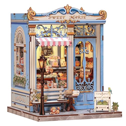 CUTEBEE Book Nook Kit DIY Casa de bonecas em miniatura para montar, casacos para construir adultos, quebra-cabeças 3D estante de decoração, artesanato de presente (Sweet Marie)
