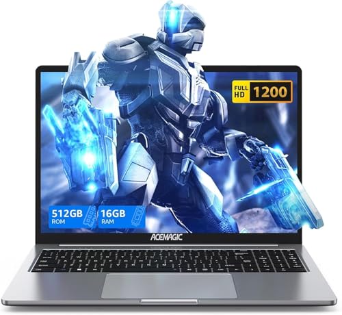 ACEMAGIC Computador portátil de 16 polegadas, LN N95 (até 3,4 Ghz), 16 GB DDR4 512 GB SSD(Expansão 2 TB), 1920 * 1200, HDMI, Tipo C, design de metal leve
