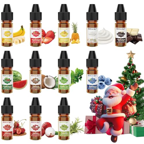 Aromas alimentares - 12 aroma Flavour Drops, aroma líquido natural, sabor, concentrado para rebuçados, óleo sabão, bebidas, solúvel em água e óleo