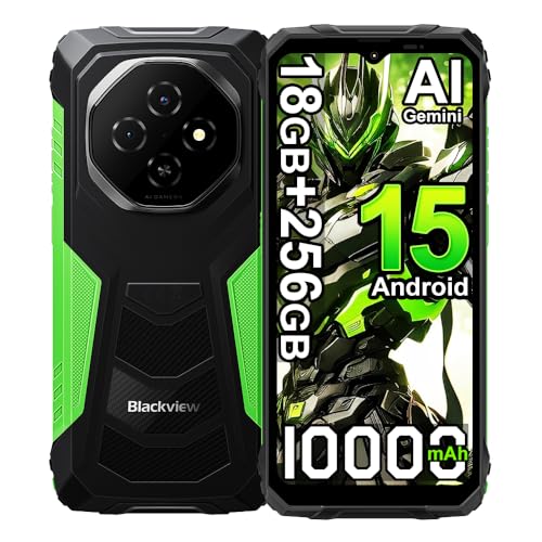 Blackview Fort 1 Android 15 telemóvel inquebrável (2025), 18 GB + 256 GB, 16 MP câmara AI smartphone todo-o-o-o-o-o-o-terreno, 6,56" HD+ 10000 mAh Telemóvel resistente, dual SIM 4G Telefone NFC/GPS/5G
