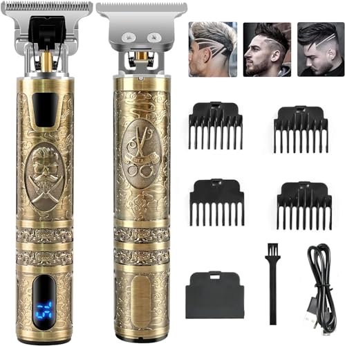 Máquina de cortar cabelo profissional, corta-pelos sem fios homem cortador de cabelo recarregável com folha T, aparador de barba com 4 pentes - guia para uso doméstico e cabeleireiro