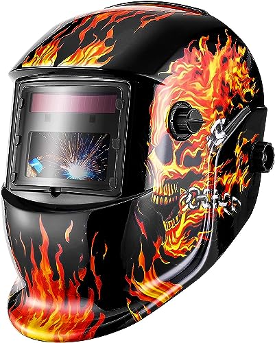 DEKO Pasta de soldagem de cor verdadeira, grande ecrã grande capacete de soldador escurecimento automático energia solar, trabalhar longas horas, bateria intercambiável