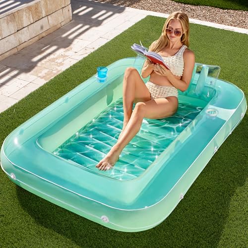 Sloosh Flutuador insuflável de bronzeamento para piscina, banheira bronzeada, para adultos, balsa para piscina, banhos de sol, bronzeamento, espreguiçadeira de piscina, flutuador de cama de bronzeado