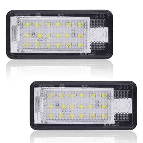 URAQT Candeeiro de luz de matrícula, 12 V luz de matrícula 24 LEDs 3528-SMD Canbus, 6000K luz branca de placa de automóvel para A/udi A3 S3 A4 S4 A6 S6 A8 S8 Q7 RS4