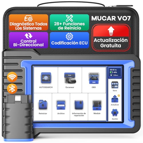 Diagnóstico automóvel multimarca, MUCAR VO7 OBD2 diagnóstico com todos os sistemas e 28 funções de reinicialização, OBD2 diagnóstico controlo bi-direcional/codificação ECU/função de teste ativo