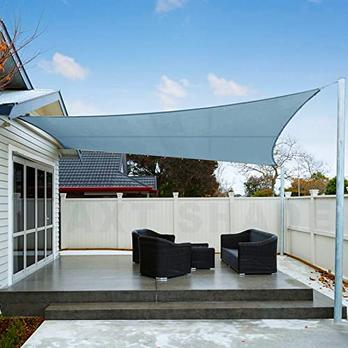 AXT SHADE Toldo vela de sombra retangular, 3 x 4 m, proteção contra raios UV, para exteriores, terraço, pátio, jardim, cinzento azul