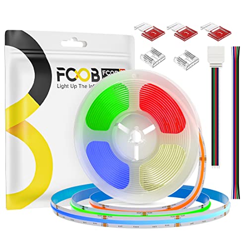 FCOB COB RGBNW Tira LED flexível alta densidade RGB+W (4000K) 5M 896LEDs/m 16W/m DC24V 12 mm largura CRI90 IP30 não impermeável multicolorido immable para decoração DIY(controlador e alimentador não