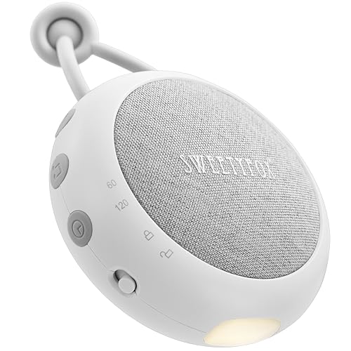 Sweety Fox Máquina de ruído branco bebé - branco - canção de berço para bebé, luz de presença e música para dormir, 15 sons, recarregável por USB