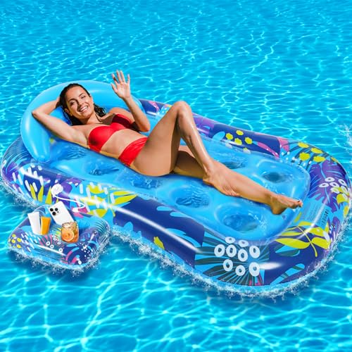 Subtail Tapete para piscina - insufláveis para piscina com suporte para copos destacável, piscinas flutuantes, colchões, insufláveis, piscina para adultos, colchão insuflável e insufláveis,