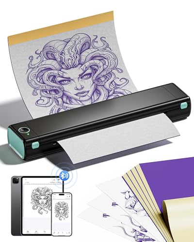 Itari M08F Termocopiadora tatuagem Bluetooth impressora térmica para tatuar, impressora térmica tatuagem com 10 papel Transfer Tattoo, impressora tatuagens compatível com iPad e Phone e PC, preto