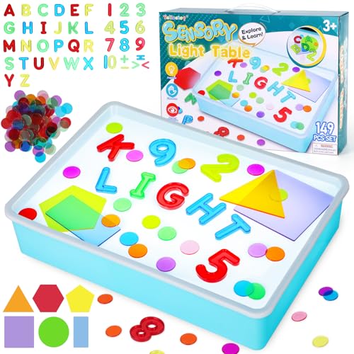 Yellcetoy Mesa de luz montessori, brinquedos sensoriais autismo, 149 peças jogos de brinquedos sensoriais divertidos e criativos, brinquedos Montessori educativos pré-escolares para 3 4 5 6 7 8