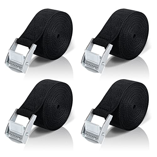 Correia de fixação 5 m, 4 peças correias de catraca com correias tensoras de pressão, cordões com arraca para porta-bagagens de carro, porta-cicletas, surf, motocicletas, comprimento ajustável