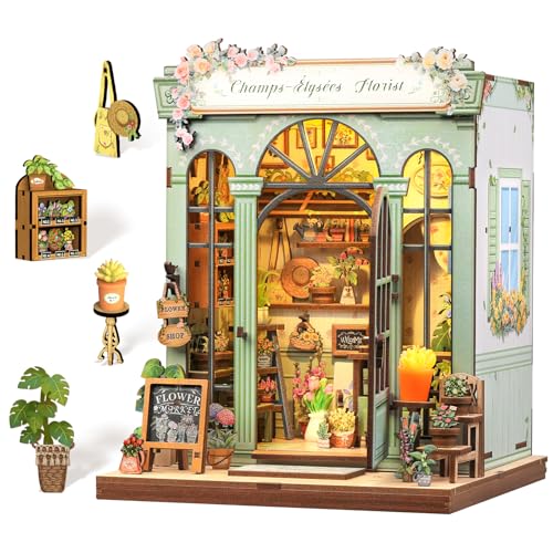 Cutefun Book Nook Kit para adultos, casa em miniatura DIY com luzes LED, decoração para prateleiras bibliotecas, puzzle 3D de madeira, presente criativo para mulheres