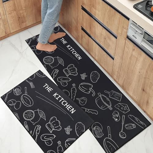 BWBIKE Conjunto de tapetes de cozinha 2 peças antiderrapantes para cozinha, sala de jantar, piso, casa, escritório, lava-loiça, 40 x 60 cm 40 x 120 cm, X46
