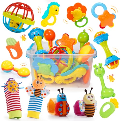 Brinquedos bebés 0-12 meses, chocalhos bebés 0-12 meses brinquedos chocalho meias e pulseiras para bebé 0-12 meses presente bebé recém-nascido 0-12 meses