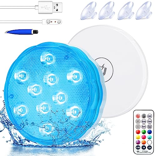 Luz de piscina, luzes LED submersíveis, magnético LED luzes subaquáticas para piscina, luzes LED de piscina impermeáveis com controlo remoto para jardim/aquário / vaso / banheira / piscina / casamento