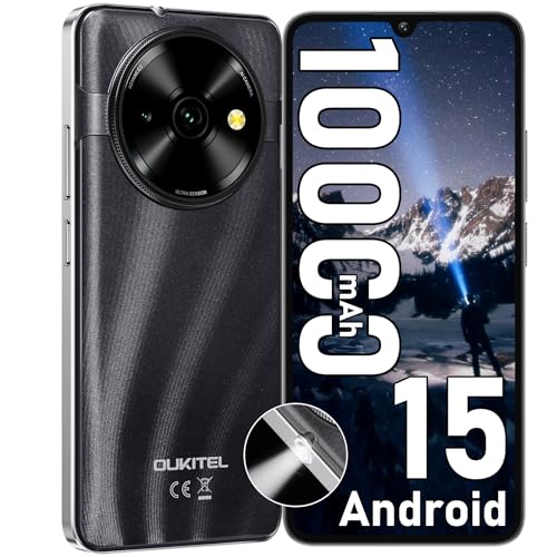 OUKITEL C59 Telefones celulares gratuitos Android 15-2025, bateria 10000 mAh Smartphone 120 LM, 6,88" HD+ telemóvel, 16 GB (4 12) RAM + 128 GB ROM/TF 1TB, câmara 13 MP, 4G dupla SIM/Face IDADE