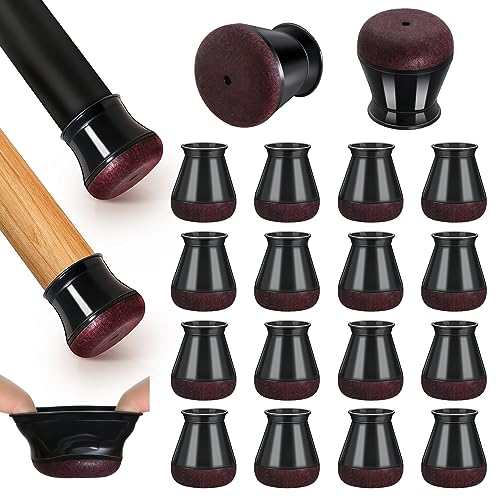 Protetor de pernas para cadeira, 16 peças protetores de chão para pernas de cadeira, silicone com tampa de pernas de cadeira com almofada de feltro espessada, anti-riscos, redução de ruído (preto)