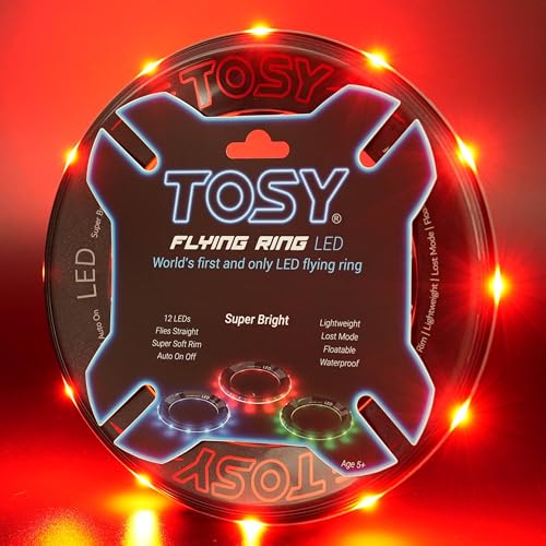TOSY Anel voador de 12 LED, super brilhante, modo perdido, iluminação automática, resistente à água, Frisbee leve, presente de aniversário, Páscoa para menino / menina / menino