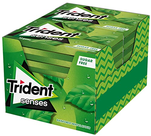 Trident Senses Spearmint- Pastilhas sem açúcar com sabor de hortelã, embalagem de 12 embalagens de 23 g