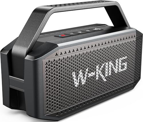 W-King Altifalante Bluetooth, 80 W Peak IPX6 altifalante Bluetooth portátil resistente à água sem fios com 2 controladores de alcance completo/graves ricos, 2 pares/30 H/U-Disk/cartão TF/AUX/EQ