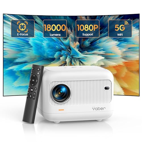 Foco elétrico: mini projetor portátil 5G, sem fios Bluetooth, YABER 10000 lúmens, projetor Full HD, suporte de 1080P, ± 40 ° correção, projetor portátil para iOS/Android/TV Stick/PS5/HDMI/USB