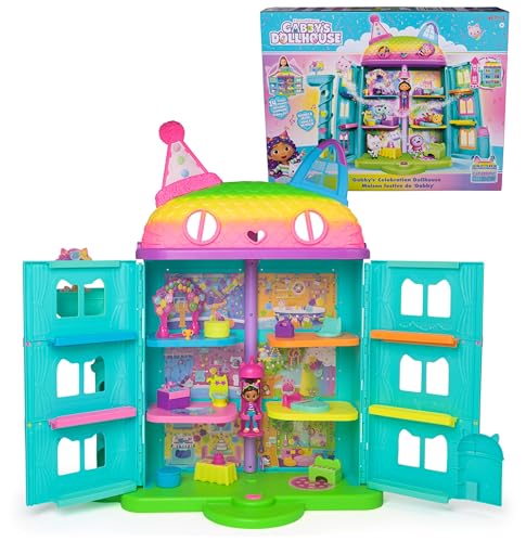 A casa de bonecas de GABBY - casa de bonecas festiva GABBY'S DOLLHOUSE com som, figura, 10 acessórios de arco e 2 caixas surpresa - 6071380 - Jogos infantis - brinquedos crianças 3 Anos +