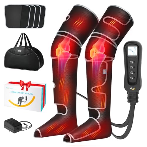 ALLJOY Massagem nas pernas com ressoterapia, compressão de ar massajador de bolinhas de pés para circulação, 5 modos de 4 intensidades 2 níveis de calor, presente homem mulher