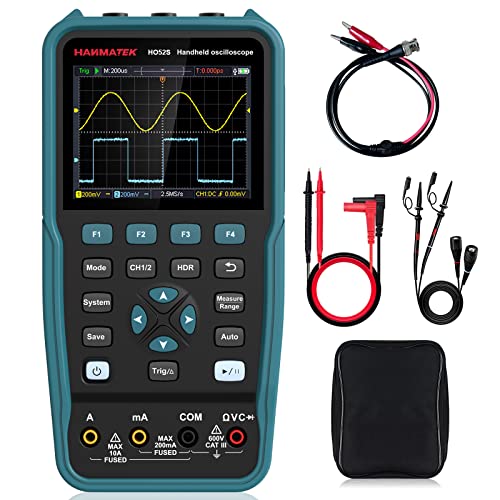 Mini osciloscópio digital TFT de 3,5", osciloscópio e multímetro, fonte de canal único, função de calibração automática, 7 medidas automáticas, função de memória