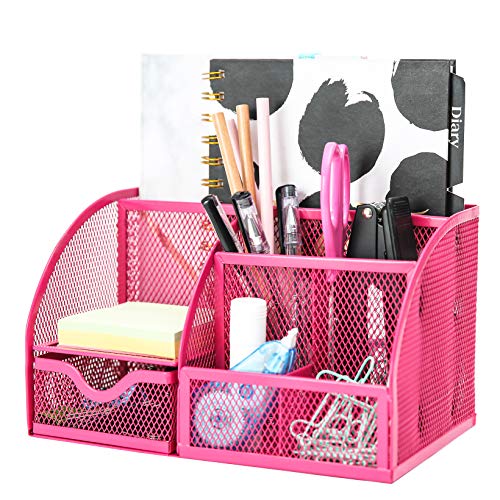 Exerz Organizador de secretária/lápis para secretária/secretária ordenada/organizador multifunções/porta-lápis / sistema de secretária/organizador de escritório (rosa)