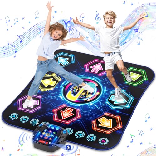 2025 Novo tapete de dança para crianças, tapete de dança eletrónica com 8 botões luminosos e bateria LED, Bluetooth sem fios e 27 níveis de jogo, um ótimo presente de aniversário para meninas e