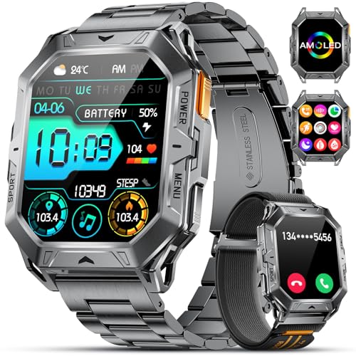 LIGE Relógio inteligente homem - chamadas Bluetooth, 2,13" AMOLED Smartwatch homem, bateria 1000 mAh, 100 modos desportivos, pulsómetro, monitor de sono, IP68 impermeável para Android iOS