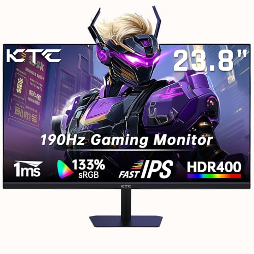 KTC Monitor Gamer de 24 polegadas, FHD 1080P@180Hz (OC 190Hz) com painel Fast IPS, tempo de resposta 1 ms, FreeSync/G-Sync, HDR400, 133% sRGB, HDMI 2.0/DP 1.4, Hardware anti-bacteriano - luz azul