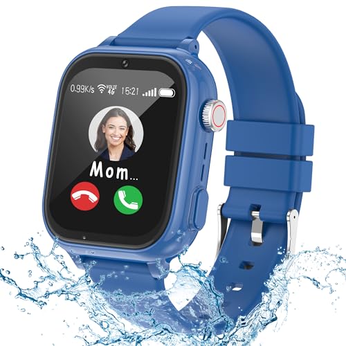 4G Relógio inteligente criança, relógio GPS para crianças localizador e chamadas Smartwatch crianças telefone videochamada/GPS/WiFi/SOS impermeável jogo despertador classe modo podómetro, relógio