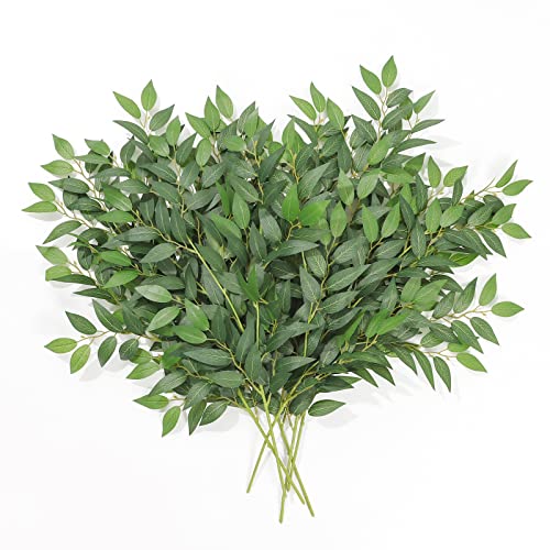 Dremisland 6 Peças planta artificial italiana Ruscus vegetação 70 cm artificiais grinalda verdes folhas trepadeiras spray ramo suspenso para ramo casamento centros de mesa decoração da casa