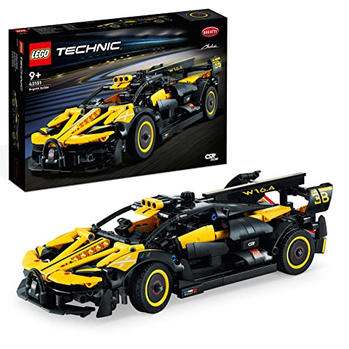 Lego Technic Bugatti Bolide Maquete de carro desportivo preto e amarelo para construir, veículo para corridas de brinquedo colecionável, ideia de presente para meninos e meninas de 9 anos ou mais,