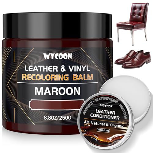WYCOON Kit de reparação de couro castanho com graxa para couro, pintura profissional de couro, para sofás, assentos de carro, sapatos, móveis de vinil, repara superfícies desbotadas e riscadas