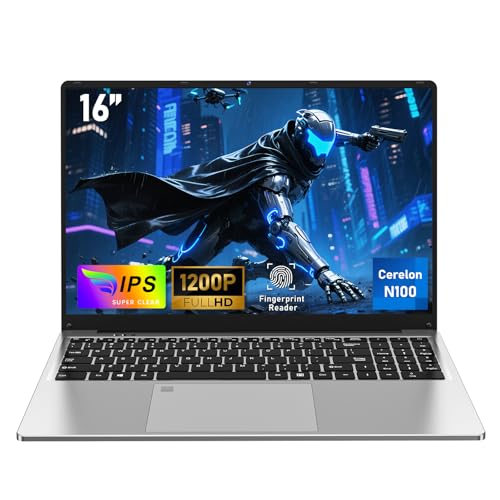 FUNYET Computador portátil de 16 polegadas, Win 11 computador portátil de 16 GB de RAM, 512 GB de SSD, PC portátil processador N100 (até 3,4 GHz), 6000 mAh, FHD 1920 * 1200, teclado retroiluminado