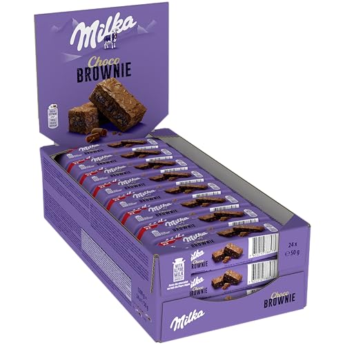 Milka Choco Brownie, bolo de chocolate com leite dos Alpes e pedaços de chocolate com leite, embalagem de 24 x 50 g