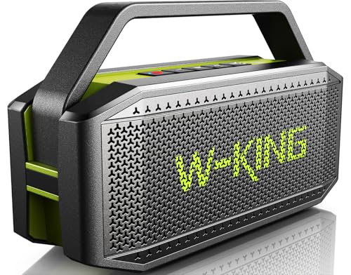 W-KING Altifalante Bluetooth potente grande 100 W MAX 60 W, impermeável ao ar livre portátil exterior potente altifalante portátil, 40 h reprodução, banco de energia, mãos livres, AUX, EQ, NFC, cartão