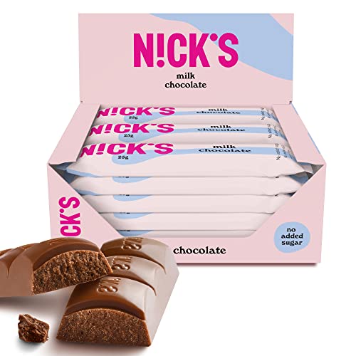 NICKS Barrinha de chocolate com leite sem açúcar adicionado Low Carb Snacks sem glúten (Milk chocolate bars 15 x 25 g)