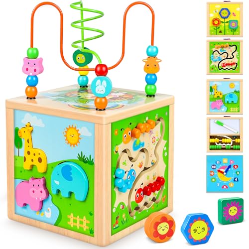 Jojoin Cubo atividades bebé - brinquedos de madeira crianças 1 ano - cubo de habilidades brinquedos Montessori 12 anos - brinquedos bebé educativos presente brinquedo menino 1 2 3 anos