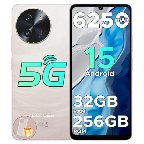 DOOGEE Note 59 Pro 5G Smartphone livre Android 15, 32 GB + 256 GB (2TB) Octa Core 6,75" HD+120Hz telemóveis 8,6 mm, 6250 mAh telemóvel para idosos, câmara AI 16 MP/Dual SIM/GPS/NFC. / Impressão móvel